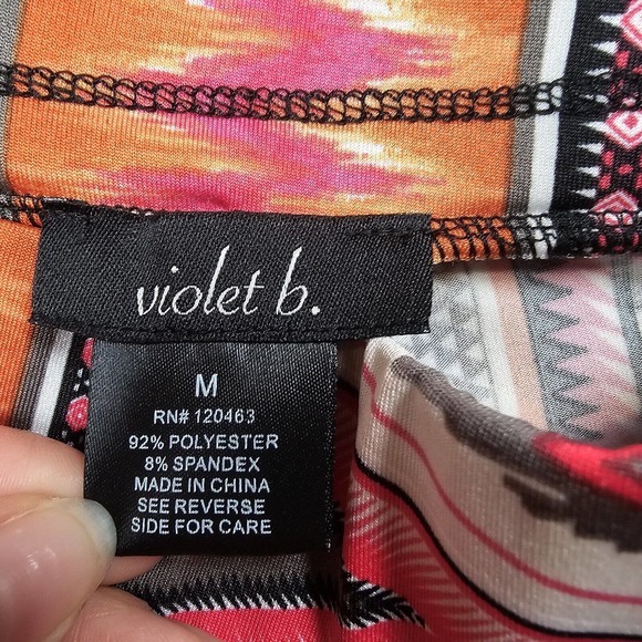 Violet B Wide Leg Pants Womens Medium Pull On Elastic Waist Geometric Print - Picture 5 of 7